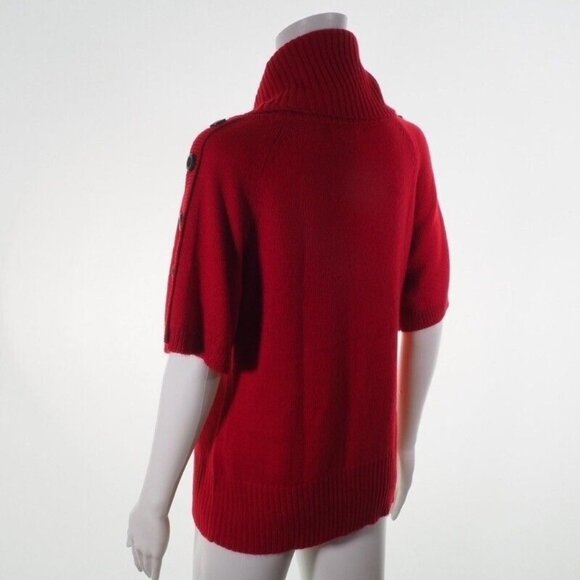 Design 365 Sweater Womens Size Medium Neck Red Button Short Sleeves - Picture 5 of 10